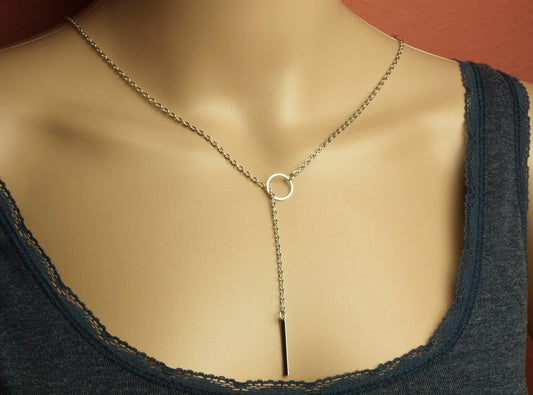 Kette Kreis Barren Anhänger silbern