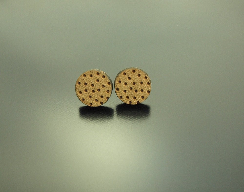 Ohrstecker Scheibe Kreis Punkte Holz Ohrringe Dots