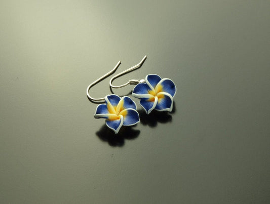 Ohrhänger Frangipani Blüte Blume Ohrringe blau