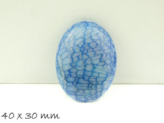 1 Edelstein Cabochon Drachenader Achat 40 x 30 mm blau