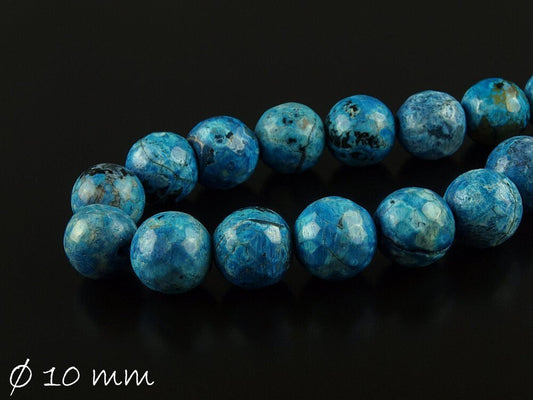 10 Stück facettierte Achatperlen 10 mm blau