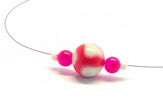 Kette Schmuckdraht Perle rosa rot weiß Fimo Polymer Clay Anhänger nach Wahl