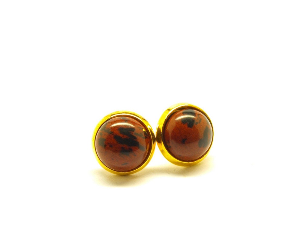 Ohrstecker roter Jasper Jaspis Edelstein gold 10mm