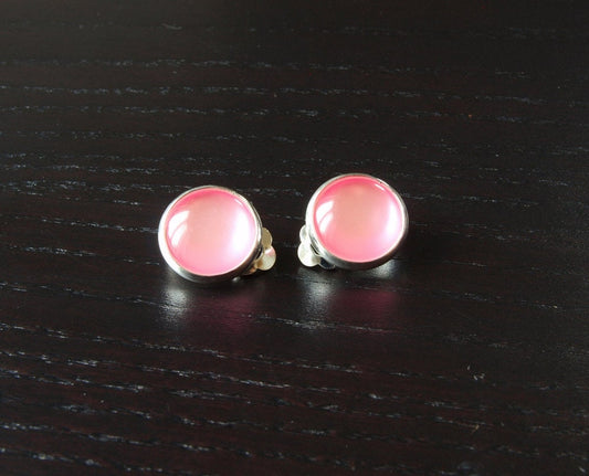 Ohrclips Cateye Imitat Cabochon Fassung rosa Clip