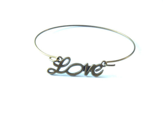 Armreif Love Liebe Schrift bronze Armband Draht #4