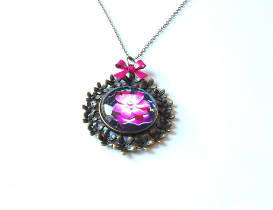 Kette bronze vintage Blume Blüte rosa pink weiß