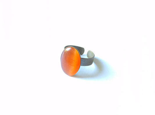 Ring Cateye Cabochon Glas vintage bronze orange