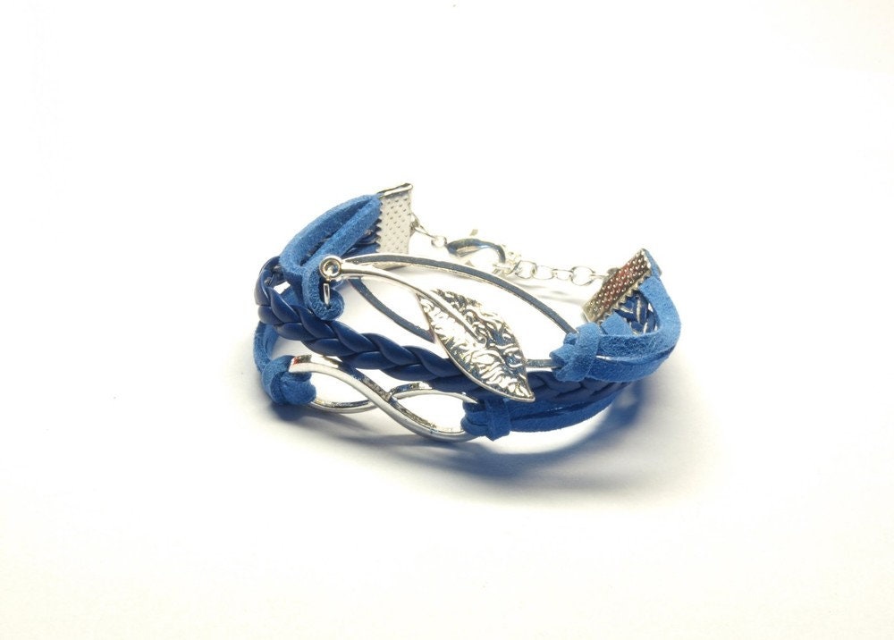 Armband Infinity Blatt silbern blau