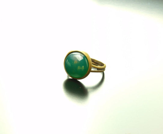 Ring grüner Achat Edelstein vintage bronze