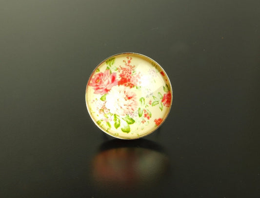 XXL Ring Cabochon Glas Blumen vintage Blüten groß