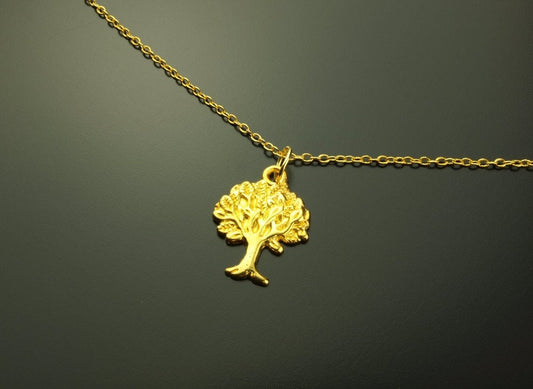 Armreifen Kette Anhänger Baum golden Bettelkette