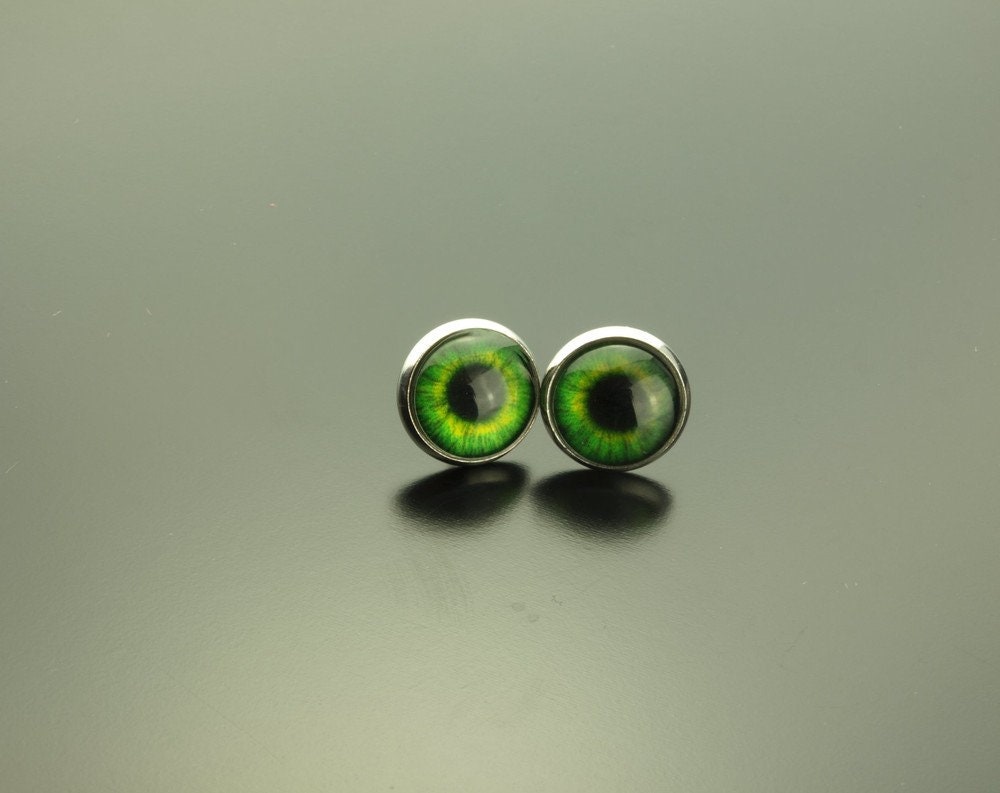Ohrringe Auge grün Schwarz Pupille Ohrstecker