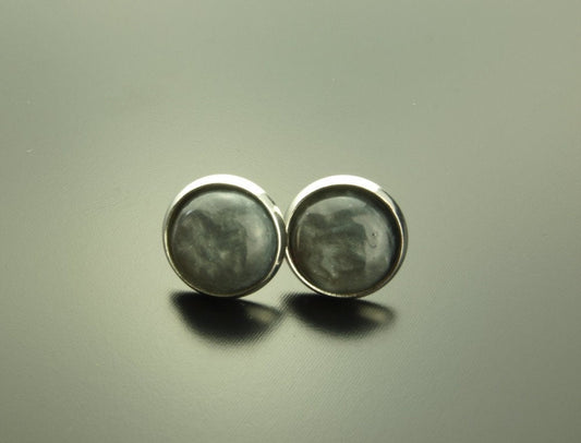 Ohrring Resin Cabochon Ohrstecker Stecker grau