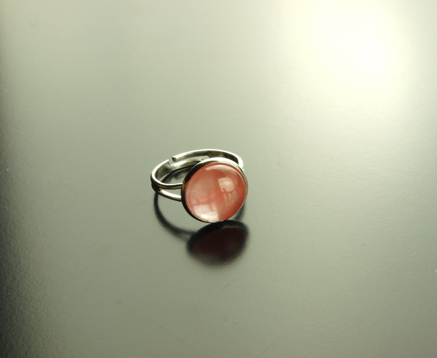 Ring Kirschquarz rot Edelstein Cabochon silber