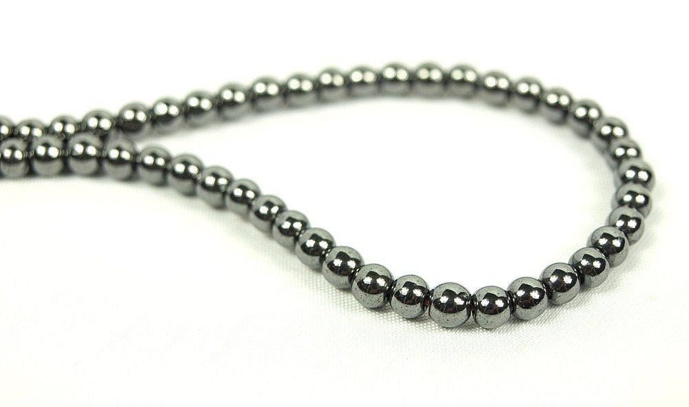 20 Stück Hämatit Perlen, schwarz, gebohrt 4 mm