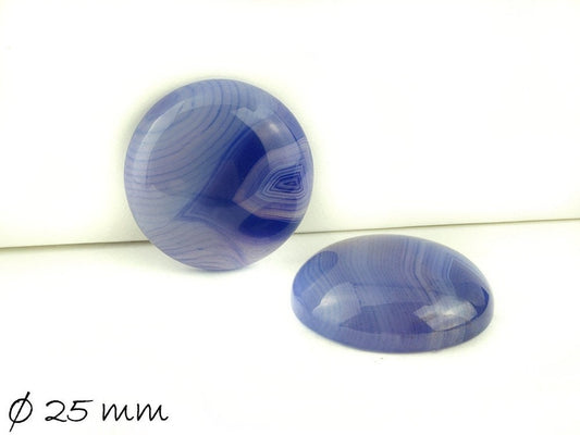 1 Stück Edelstein Cabochon, lila Achat, Ø 25 mm