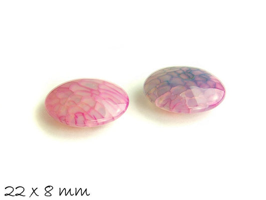 1 Stück gecrackelte Achatperle, Linse, Drachenader, 21 x 8 mm