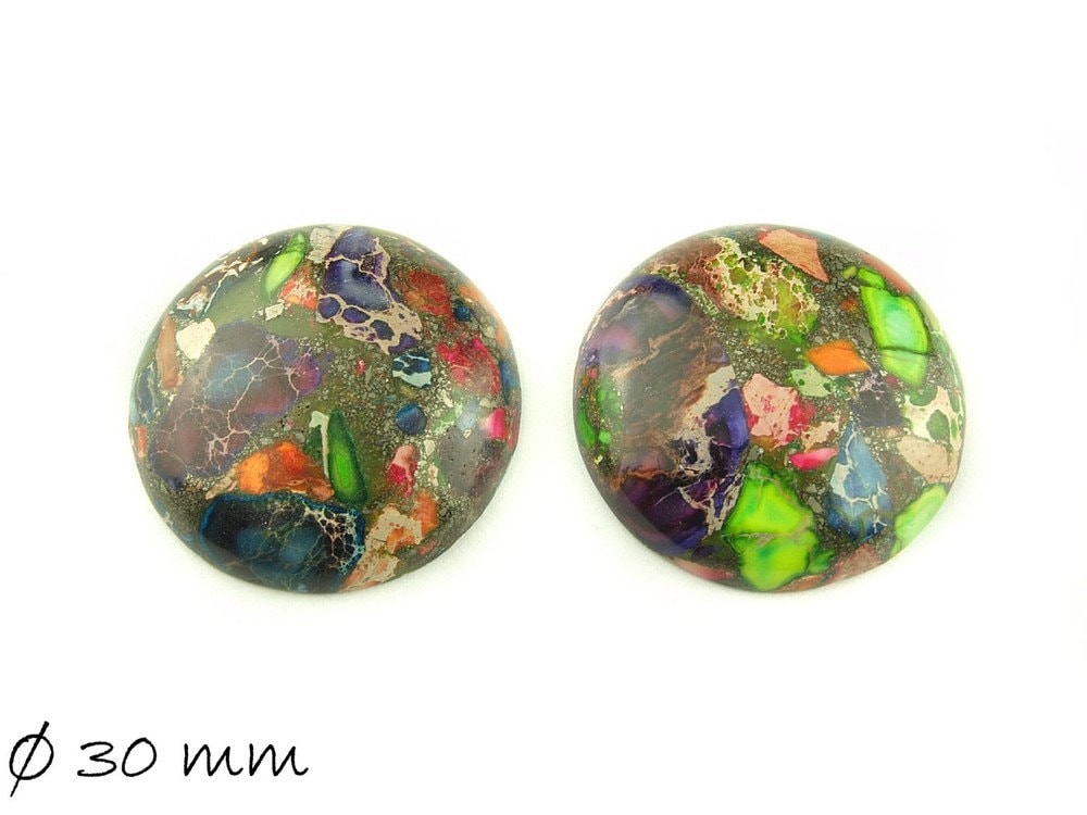 1 Stück Edelstein Cabochon Regalite, 30 mm bunt
