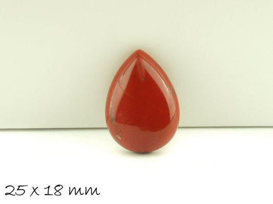 1 Stück Edelstein Tropfen-Cabochon roter Jasper, 25 x 18 mm