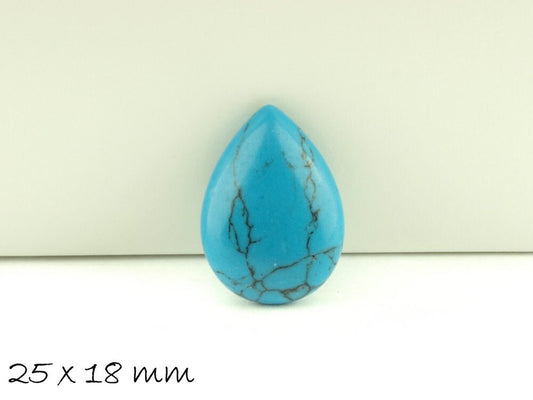 1 Stück Edelstein Tropfen-Cabochon himmelblauer Türkis, 25 x 18 mm