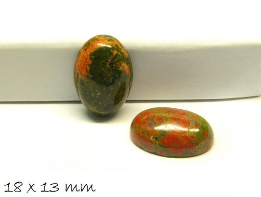 2 Stück Edelstein Cabochons, Unakite Stein, 18 x 13 mm