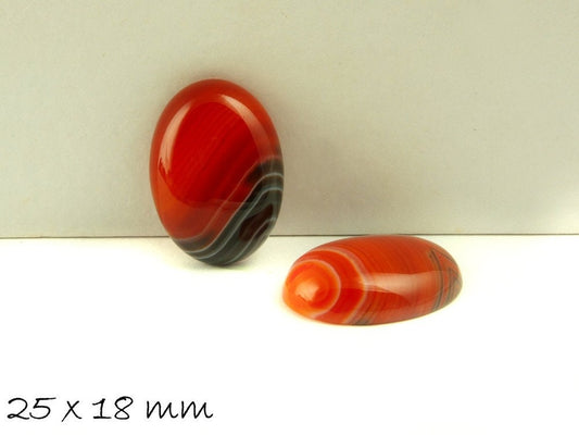 1 Stück ovaler Edelstein Cabochons, Achat, 25 x 18 mm, rot