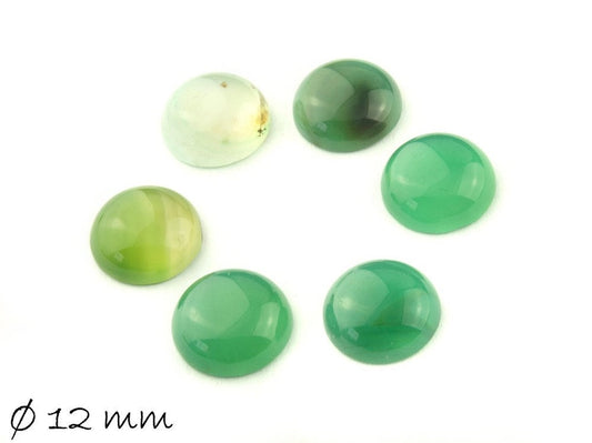 2 Stück Edelstein Cabochons, grüner Achat, 12mm