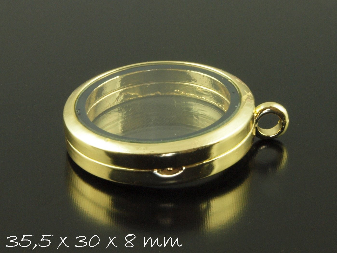 FloatingGlas memory locket Klappmedaillon gold