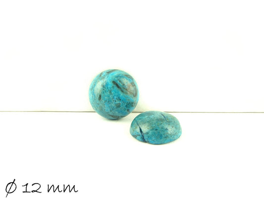 2 Stück Cabochons, blauer Ripple Jasper, 12 mm