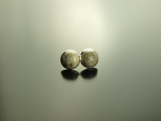 Ohrstecker grauer Jasper Edelstein Cabochon silber Ohrringe Stecker