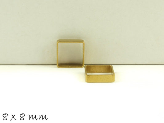 10 Stück Messing Spacer Perlen, Quadrat 8 x 8 mm, in gold