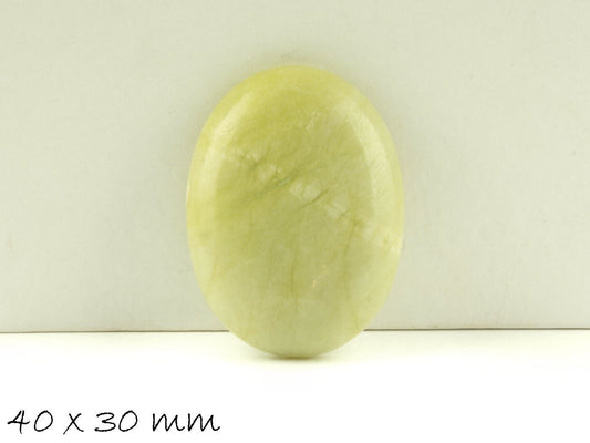 1 Stück Edelstein Cabochon, Jade, 40 x 30 mm gelb-grün