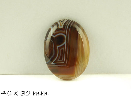1 Edelstein Cabochon Achat 40 x 30 mm braun, gelb,  Variante 3