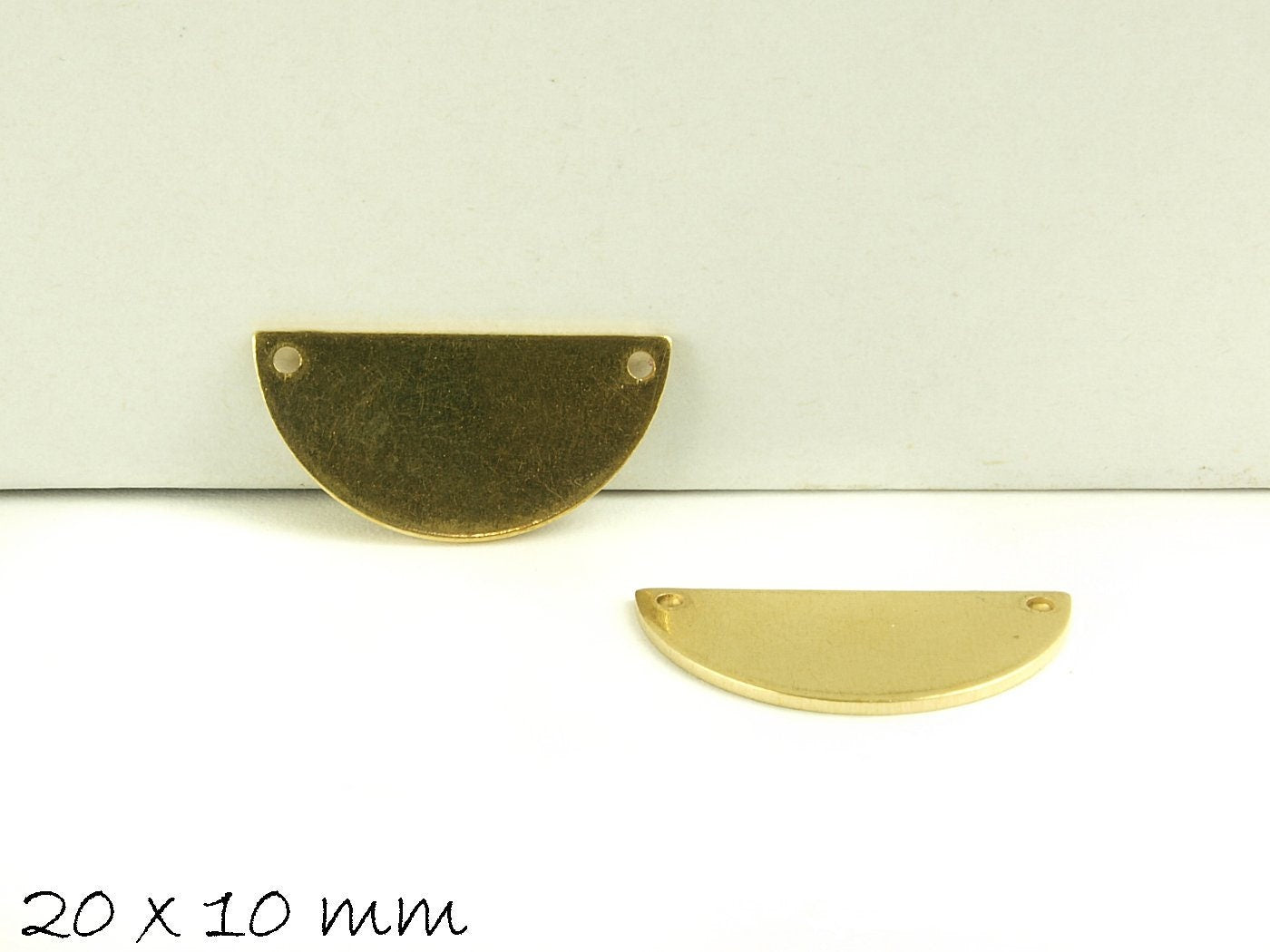 4 Stück Anhänger Stempel Halbe Scheibe gold 20 x 10 mm