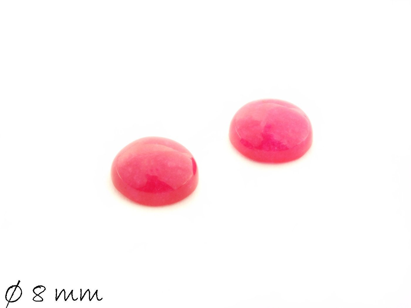 2 Stück Edelstein Cabochons, Jade (pink), 8 mm