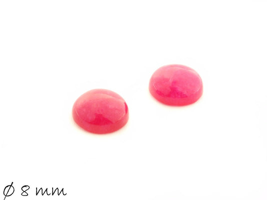 2 Stück Edelstein Cabochons, Jade (pink), 8 mm