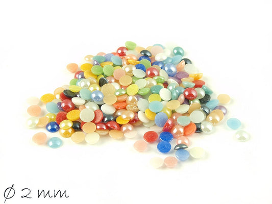 100 Stück runde opake Glas Cabochons 2 mm