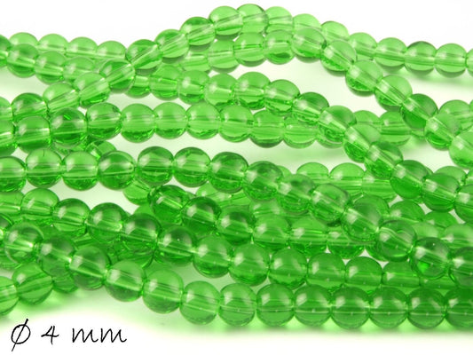 100 Stück Glasperlen kristallklar grün, 4 mm