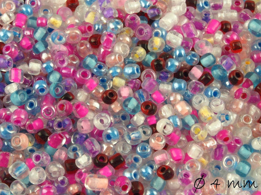 0,05EUR/g - 50 g im Inneren gefärbte Rocailles Perlen Mix 4 mm #20