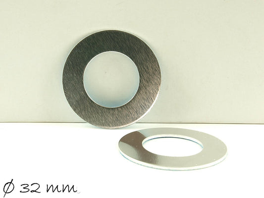4 Stück runde Aluminium Stempel Plättchen, Donut, silber, Ø 32 mm
