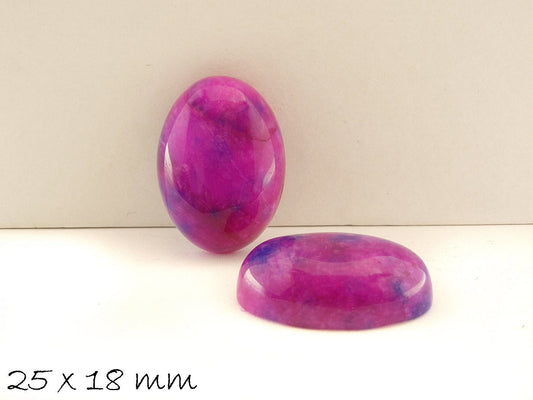 1 Stück ovaler Edelstein Cabochon,  Jade, 25 x 18 mm, pink