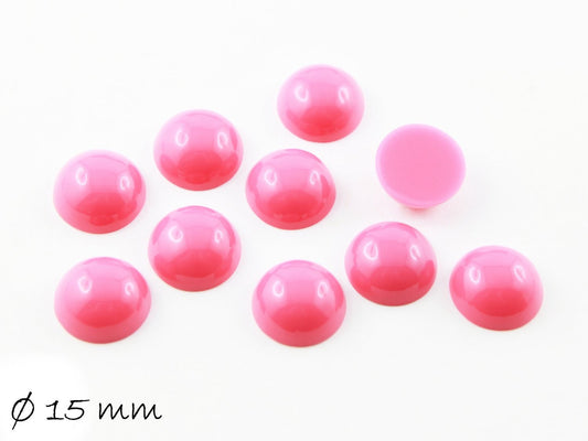 10 Stück runde Resin Cabochons pink Ø 15 mm