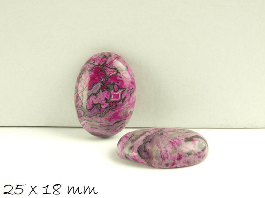 1 Stück ovaler Edelstein Cabochon, Ripple-Jasper, 25 x 18 mm, lila