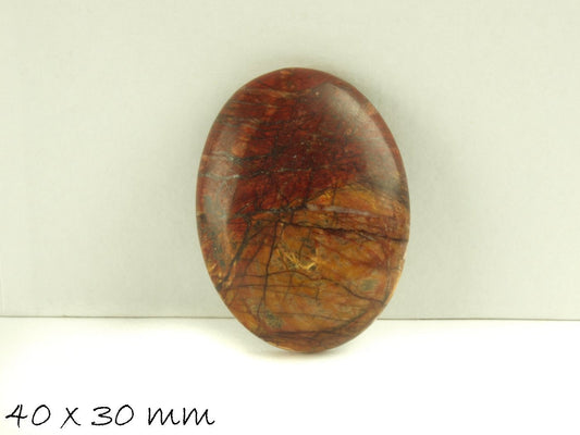 1 Stück  Cabochon Jasper 40 x 30 mm, rot-gelb