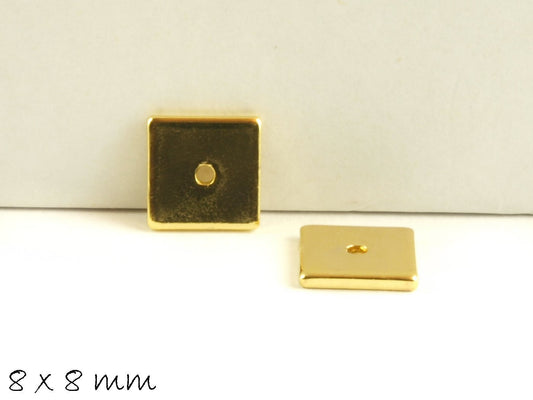 10 Stück Messing Spacer Perlen Quadrat 8 x 8 mm gold