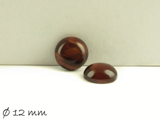 2 Stück Cabochons, roter Tigerauge, 12 mm