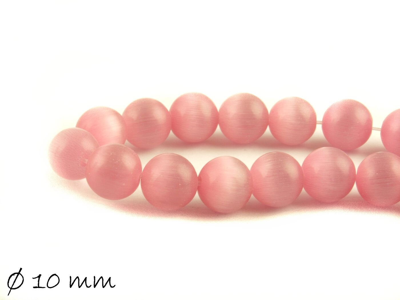 10 Stück Cat Eye Perlen, Ø 10 mm, rosa