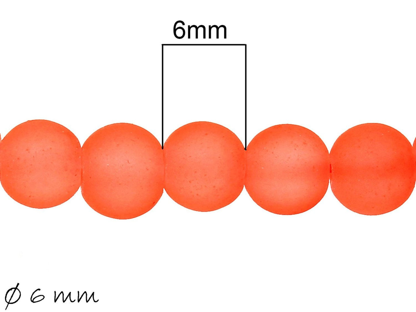 20 Stück gefrostete Glasperlen in orange Ø 6 mm