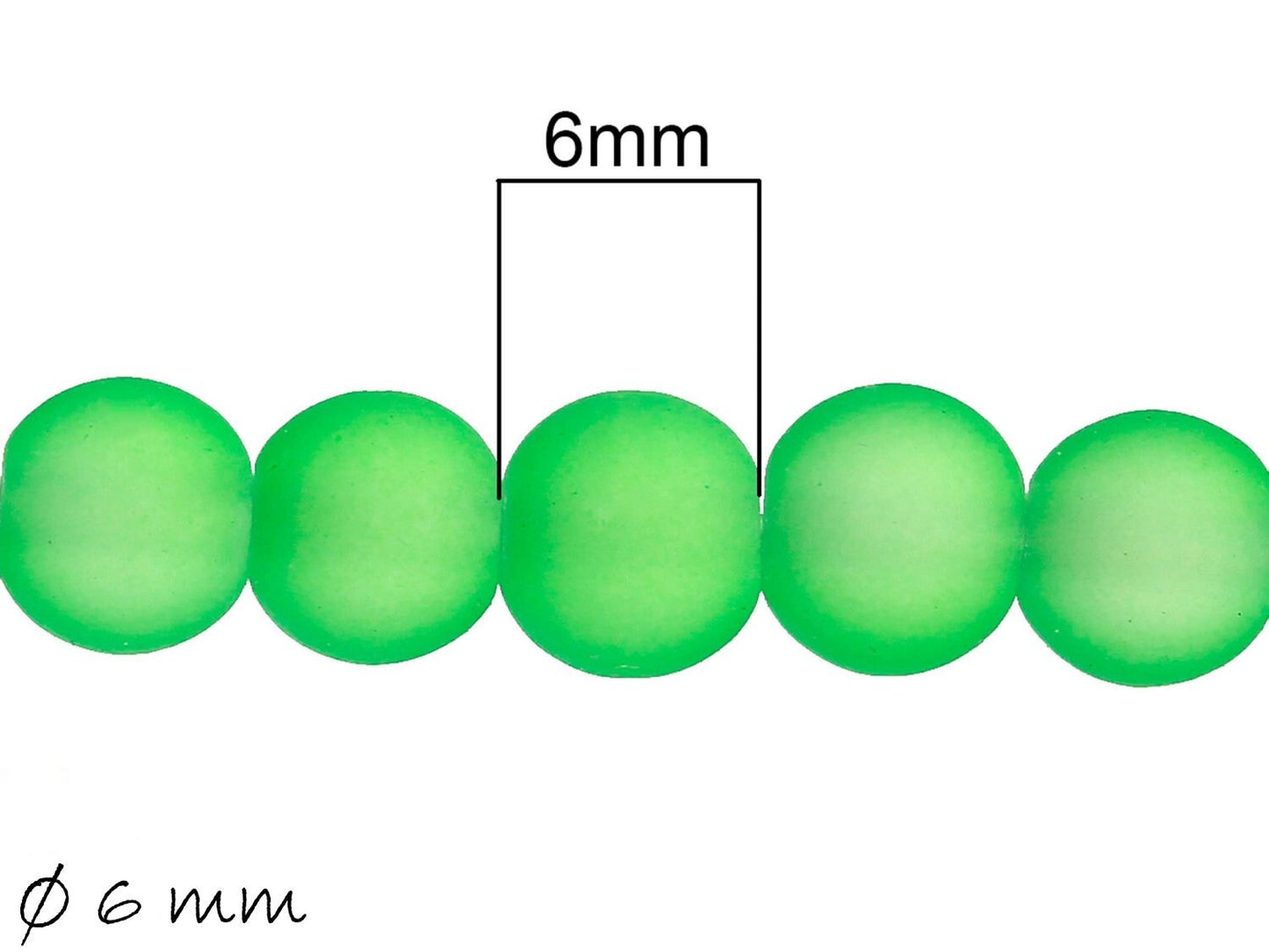 30 Stück gefrostete Glasperlen grün Ø 6 mm