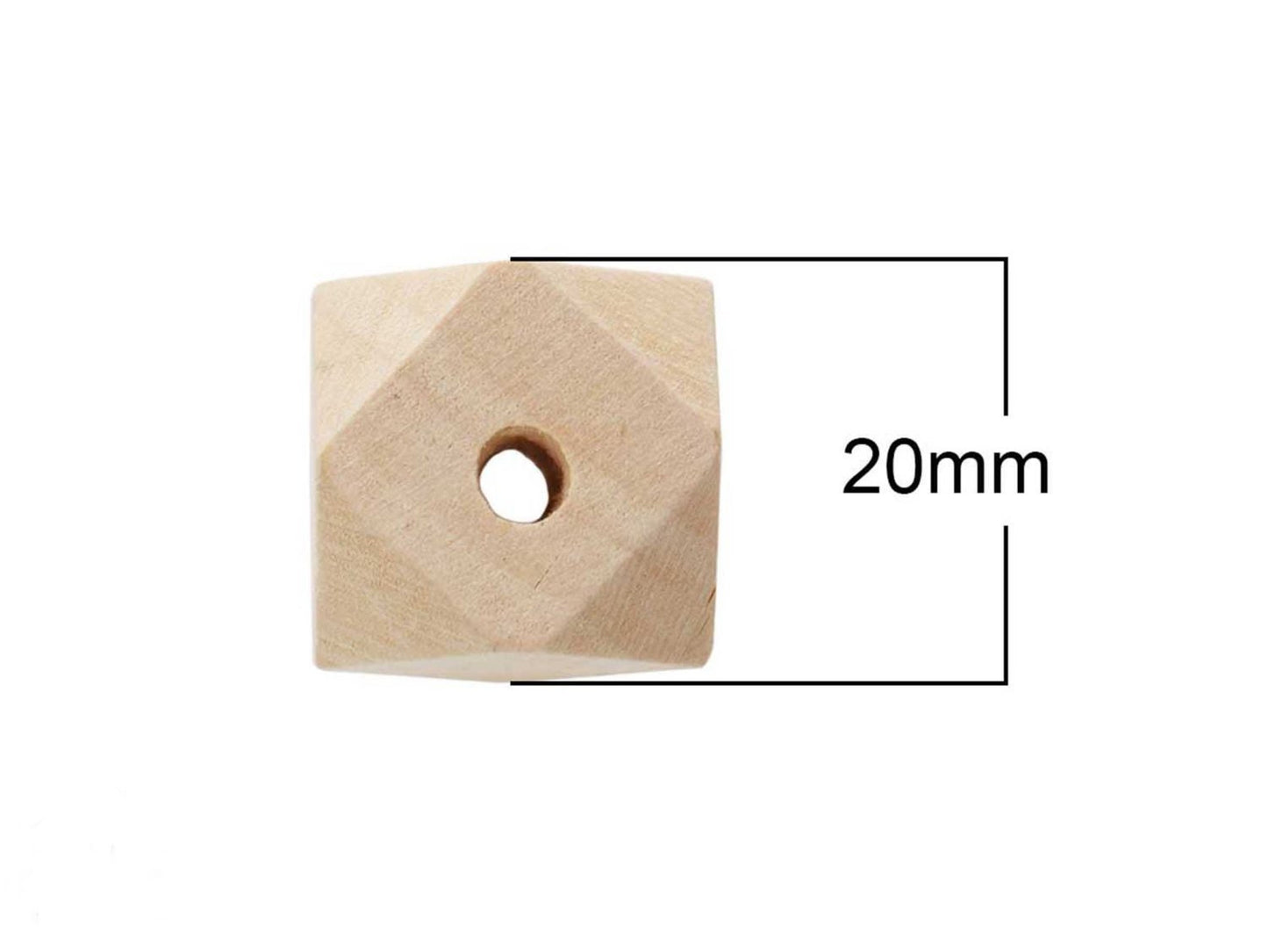 10 Stück Holzperlen, natur, beige, Polygon Ø 20 mm